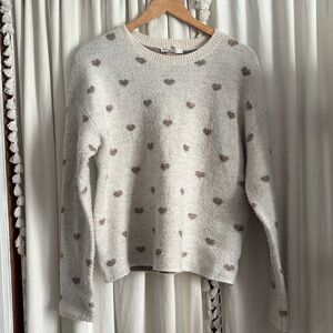 Splendid Collection Heart Print Crewneck Sweater